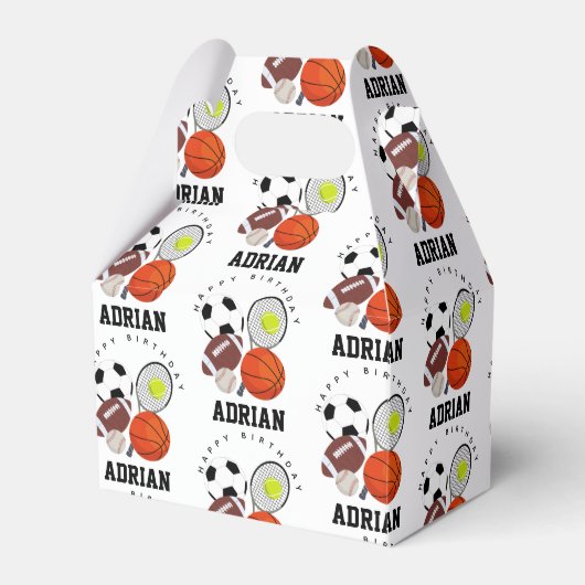 Sport Athletic Balls Persoonlijke naam Birthday Bedankdoosjes (Voorkant Zijde)