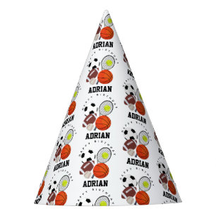 Sport Athletic Balls Persoonlijke naam Birthday Feesthoedjes