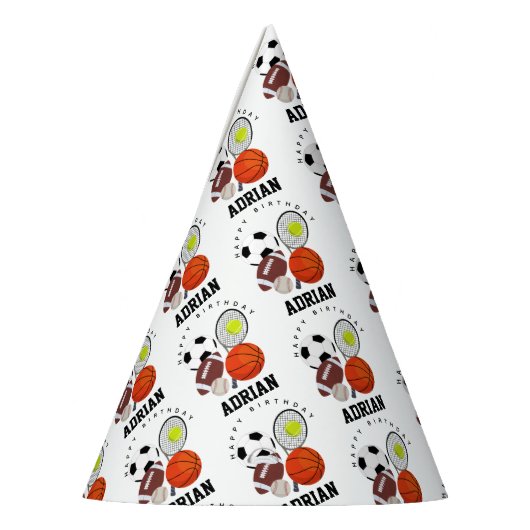 Sport Athletic Balls Persoonlijke naam Birthday Feesthoedjes (Links)