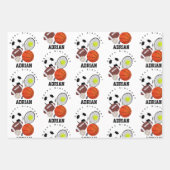 Sport Athletic Balls Persoonlijke naam Birthday Inpakpapier Vel (Voorkant 3)