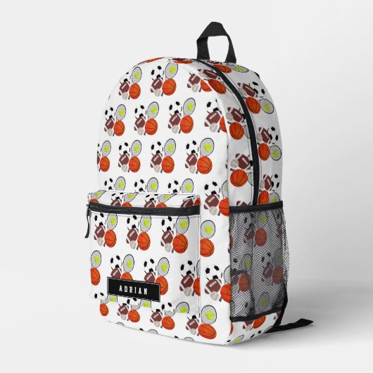 Sport Athletic Balls Persoonlijke naamschool Bedrukte Rugzak (Achterkant Hoek Rechts)