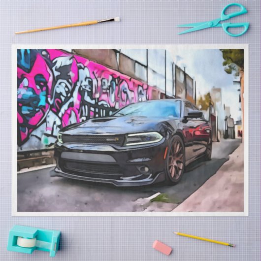 Sport Auto Dodge Charger Decoupage Papier (Craft)