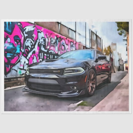 Sport Auto Dodge Charger Decoupage Papier (Voorkant)