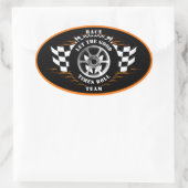 Sport auto racen geruite vlag vlammen helm ovale sticker (Tas)