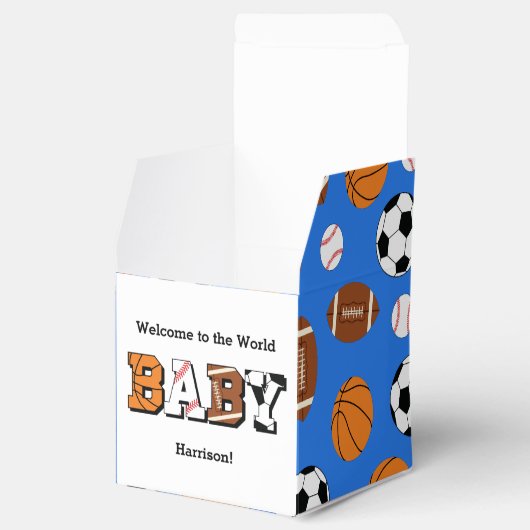 Sport Baby shower Co-ed Theme Boy Blue Bedankdoosjes (Geopend)