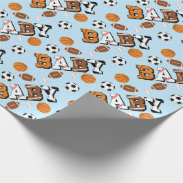 Sport Baby shower Co-ed Theme Boy Blue Cadeaupapier