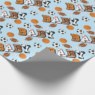 Sport Baby shower Co-ed Theme Boy Blue Cadeaupapier