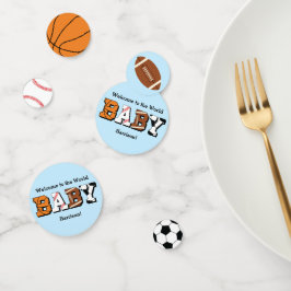 Sport Baby shower Co-ed Theme Boy Blue Confetti
