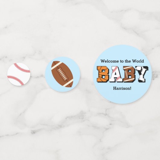 Sport Baby shower Co-ed Theme Boy Blue Confetti (Achterkanten)