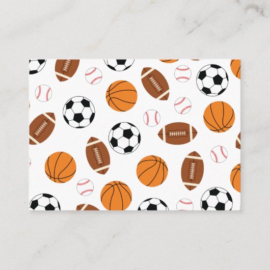 Sport Baby shower Co-ed Theme Boy Blue Informatiekaartje (Achterkant)