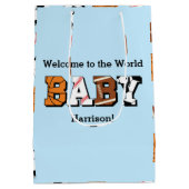 Sport Baby shower Co-ed Theme Boy Blue Medium Cadeauzakje (Achterkant)