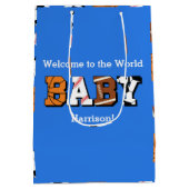 Sport Baby shower Co-ed Theme Boy Blue Medium Cadeauzakje (Achterkant)