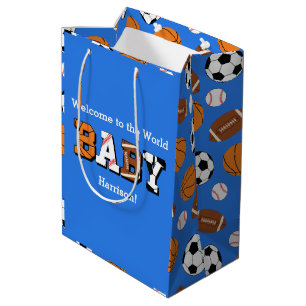 Sport Baby shower Co-ed Theme Boy Blue Medium Cadeauzakje