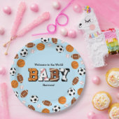 Sport Baby shower Co-ed Theme Boy Blue Papieren Bordje (Feest)