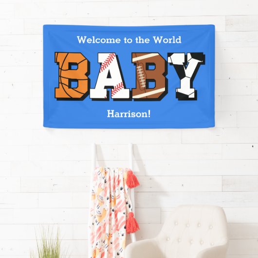 Sport Baby shower Co-ed Theme Boy Blue Spandoek (Insitu)