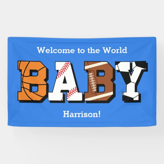 Sport Baby shower Co-ed Theme Boy Blue Spandoek (Horizontaal)