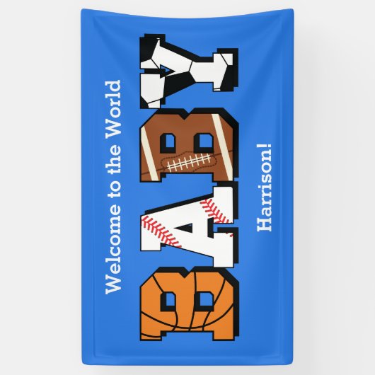 Sport Baby shower Co-ed Theme Boy Blue Spandoek (Verticaal)