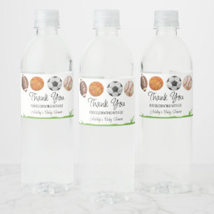 Sport Baby shower Favor Waterfles Etiket