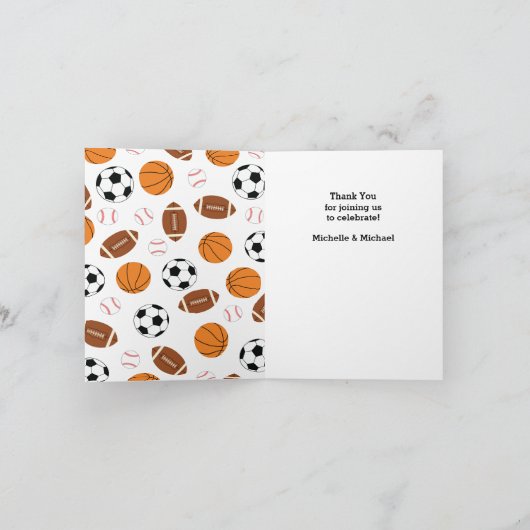 Sport Baby shower Gecodeerd Groen Genderneutraal Bedankkaart (Binnen)