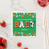 Sport Baby shower Gecodeerd Groen Genderneutraal Servet (Insitu)