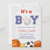 Sport Baby shower uit te nodigen Het is een jongen Kaart (Voorkant)