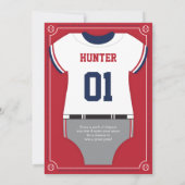 Sport Baby shower uitnodiging, honkbal, rood, blau Kaart (Achterkant)