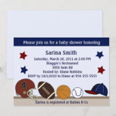 Sport Baby shower/uitnodiging van de Birthday Part Kaart (Voorkant / Achterkant)