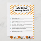 Sport Baby shower Wie kent mama beste spel Kaart (Voorkant)