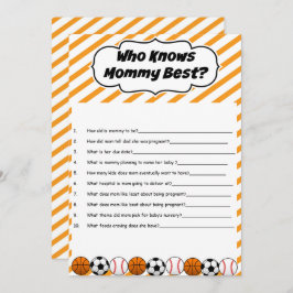 Sport Baby shower Wie kent mama beste spel Kaart