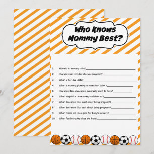 Sport Baby shower Wie kent mama beste spel Kaart