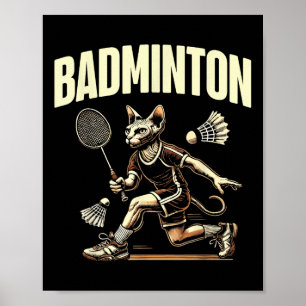 Sport Badminton Kattenliefhebber Feline Kitten Lov Poster