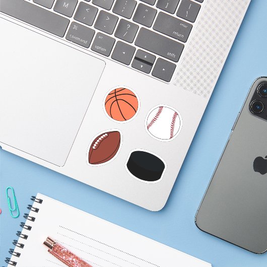 Sport bal pack sticker (Laptop met iPhone)