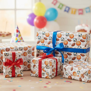 Sport Ball Wrapping Paper - Basketbal, Voetbal, Ee Cadeaupapier