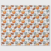 Sport Ball Wrapping Paper - Basketbal, Voetbal, Ee Cadeaupapier (Vlak)