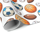 Sport Ball Wrapping Paper - Basketbal, Voetbal, Ee Cadeaupapier (Rol Hoek)