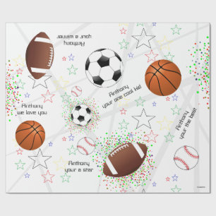 Sport Balls met sterren - Gift Wrap HAMbWG Cadeaupapier