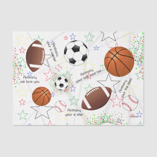 Sport Balls met sterren - Tissue Paper HAMbWG Tissuepapier (Voorkant)