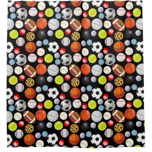 Sport Balls Pattern Douchegordijn (Voorkant)