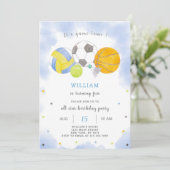 Sport Balls Verjaardag Uitnodiging (Staand voorkant)