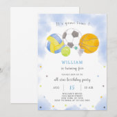 Sport Balls Verjaardag Uitnodiging (Voorkant / Achterkant)