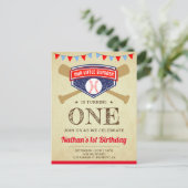  sport Baseball 1e verjaardag Uitnodiging Briefkaart (Staand voorkant)