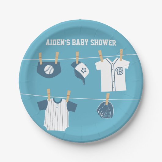 Sport Baseball Baby shower Papieren Bordje (Voorkant)