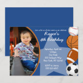 Sport Baseball Basketball Birthday Uitnodigingen (Voorkant / Achterkant)