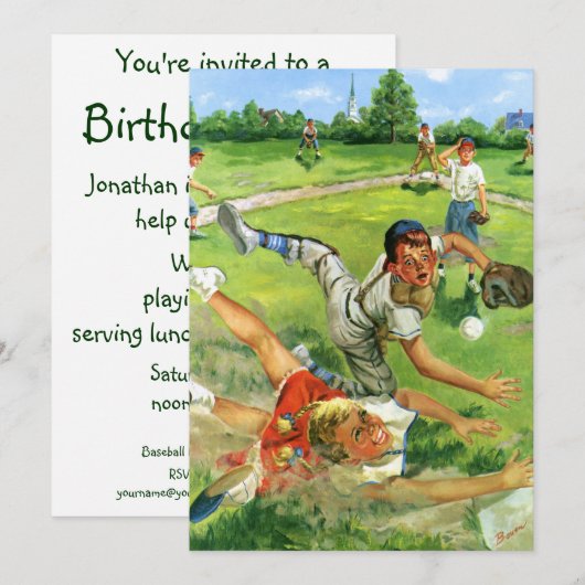  sport Baseball Boy of Girl Birthday Party Kaart (Voorkant / Achterkant)