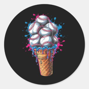 Sport Baseball Drip Ice Cream Kleurrijke Baseball Ronde Sticker