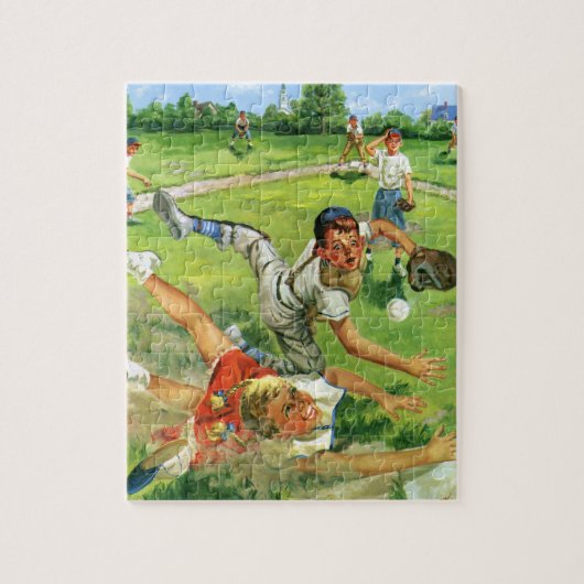  sport Baseball, kinderploegen spelen Legpuzzel (Verticaal)