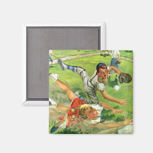  sport Baseball, kinderploegen spelen Magneet (Voorkant / Achterkant)