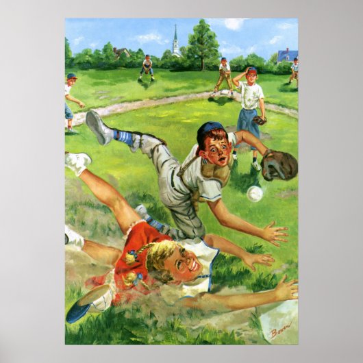  sport Baseball, kinderploegen spelen Poster (Voorkant)