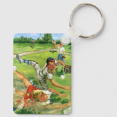  sport Baseball, kinderploegen spelen Sleutelhanger (Achterkant)