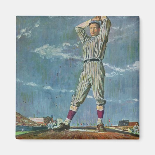  sport Baseball, Pitcher in honkbalspel Magneet (Voorkant)